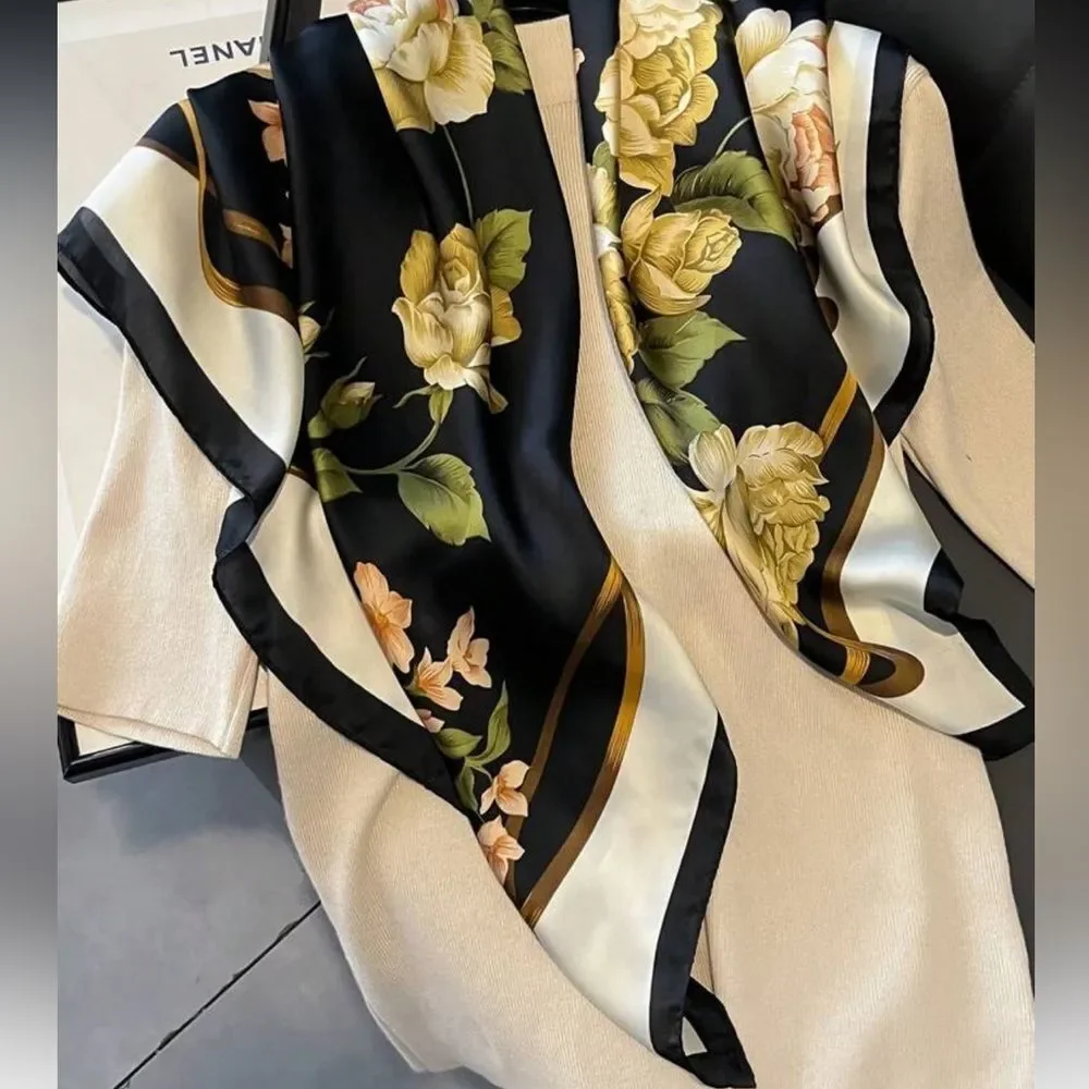 Floral black Scarf N1426